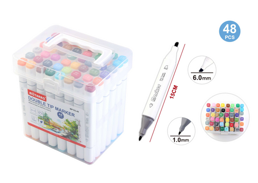 CAJA 48 ROTULADORES DOBLE PUNTAS MARKER