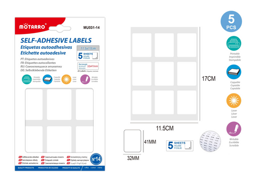 MU031-14 ETIQUETAS AUTOADHESIVAS 32*41mm 5H