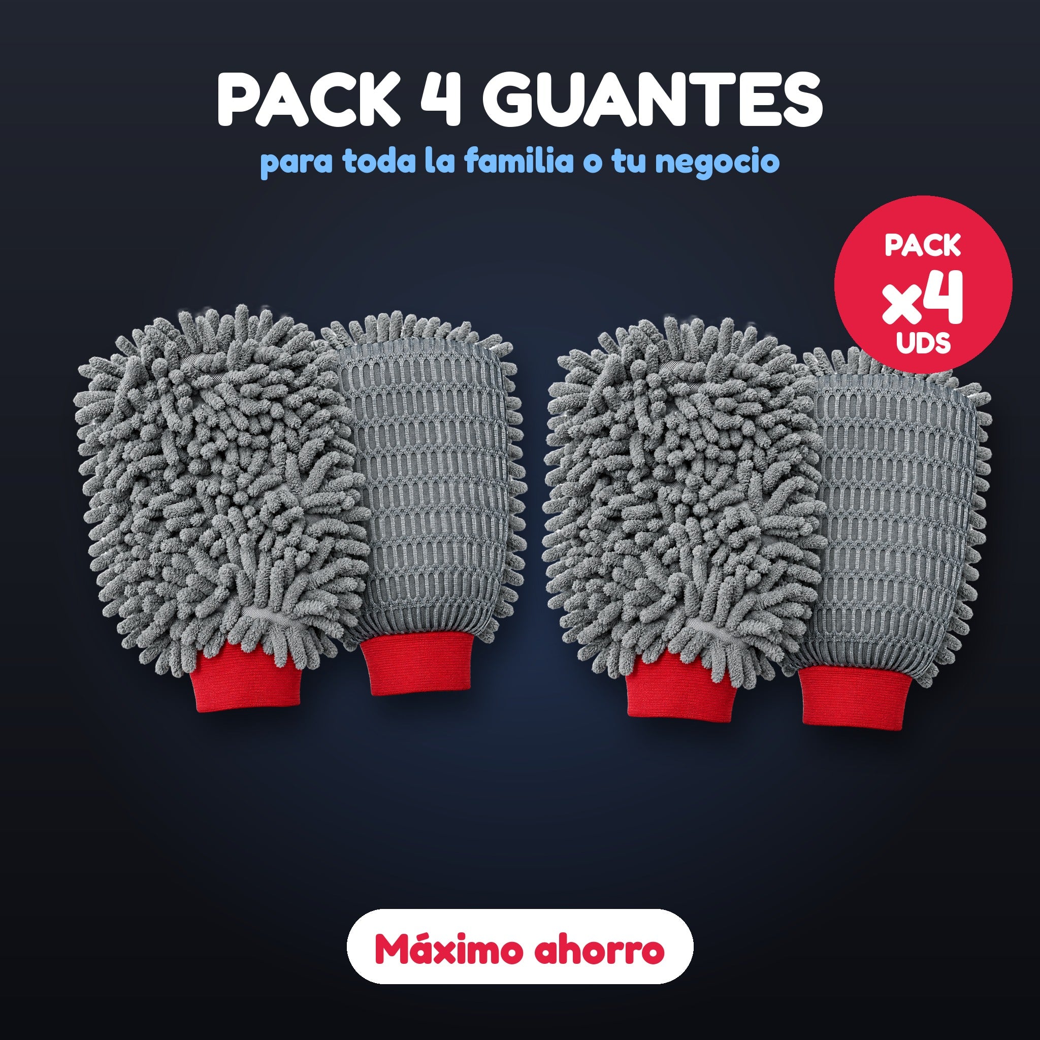 Pack 4 guantes de lavado