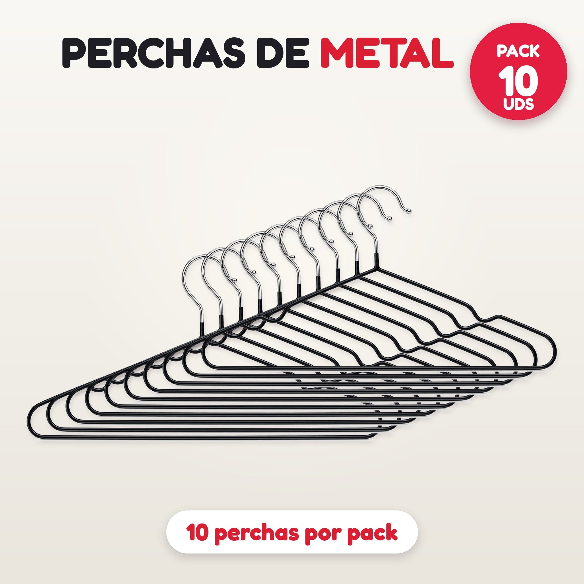 Pack 10 perchas de metal negro