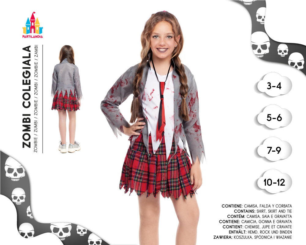 DISFRACE ZOMBIE COLEGIALA TALLA  7-9 20103
