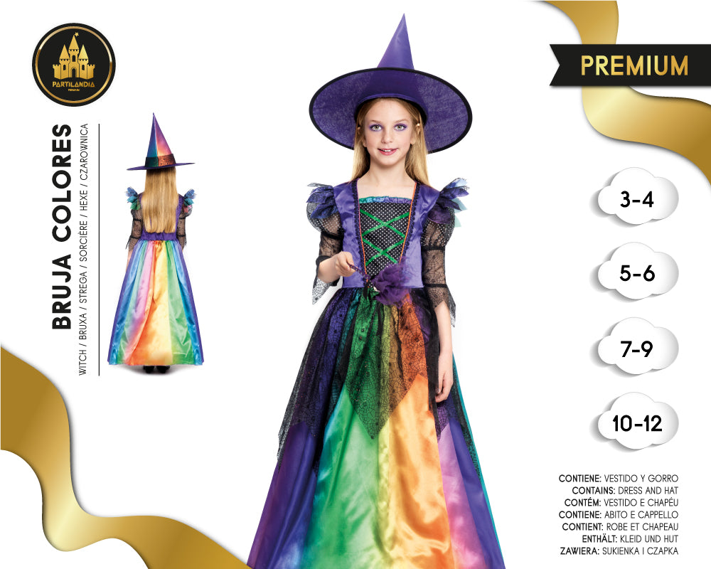 DISFRACE BRUJA  COLORES TALLA 7-9 20497