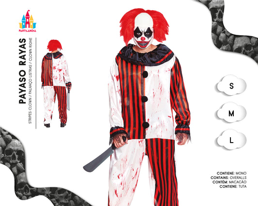 DISFRACE PAYASO RAYAS SANGRE TALLA S 20598