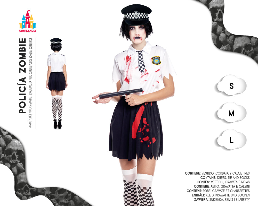DISFRACE POLICIA MUJER ZOMBIE TALLA  L 22290
