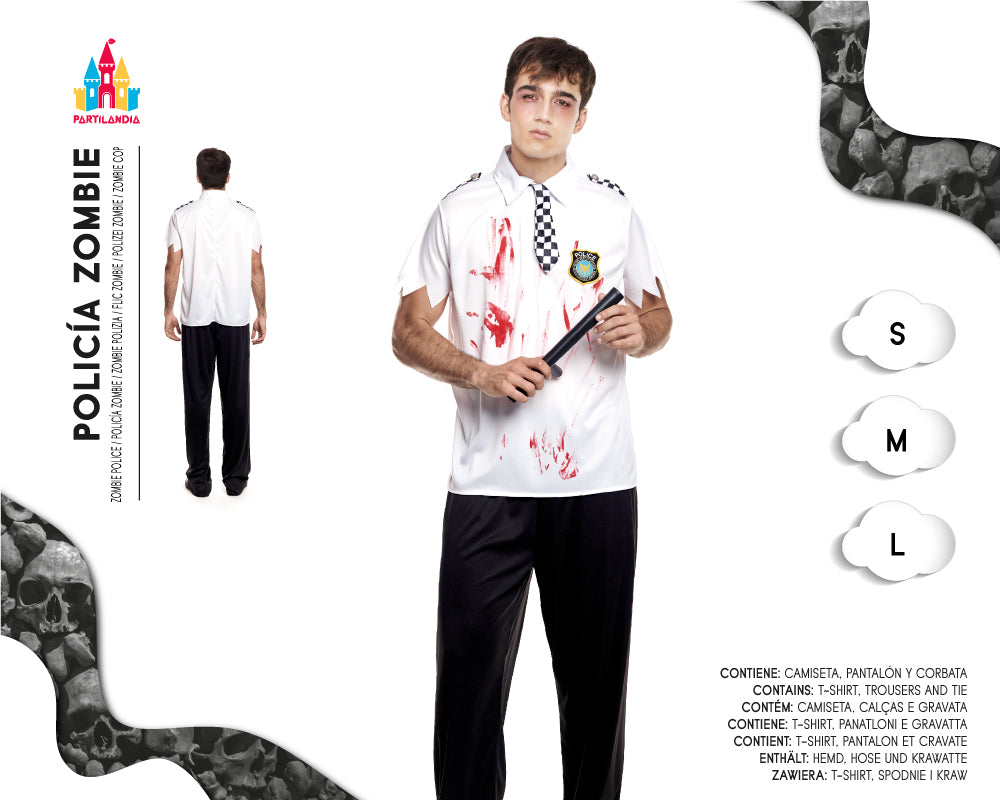 DISFRACE POLICIA HOMBRE ZOMBIE TALLA S 22295