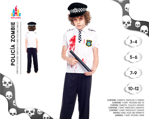 DISFRACE POLICIA NINO ZOMBIE TALLA 3/4 22298