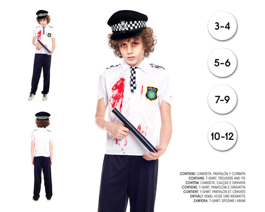 DISFRAZ DE NINO DE POLICIA ZOMBIE