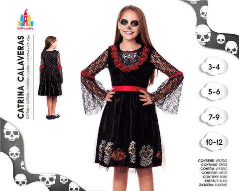 DISFRACE CATRINA CALAVERAS TALLA 3-4 23526