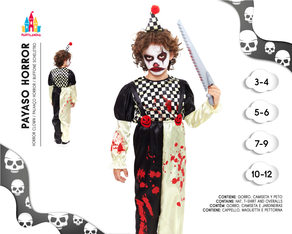 DISFRACE PAYASO HORROR TALLA 10-12 24445