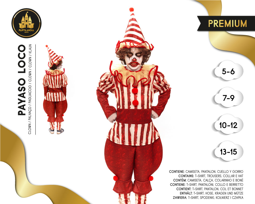 DISFRACE PAYASO LOCO TALLA 7-9 24602