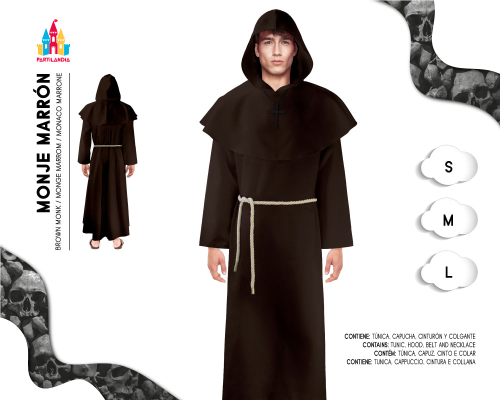 DISFRACE MONJE MARRON TALLA S 24626