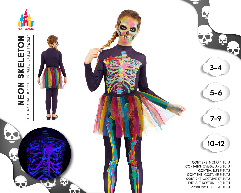DISFRACE NEON SKELETON TALLA  7-9 25071
