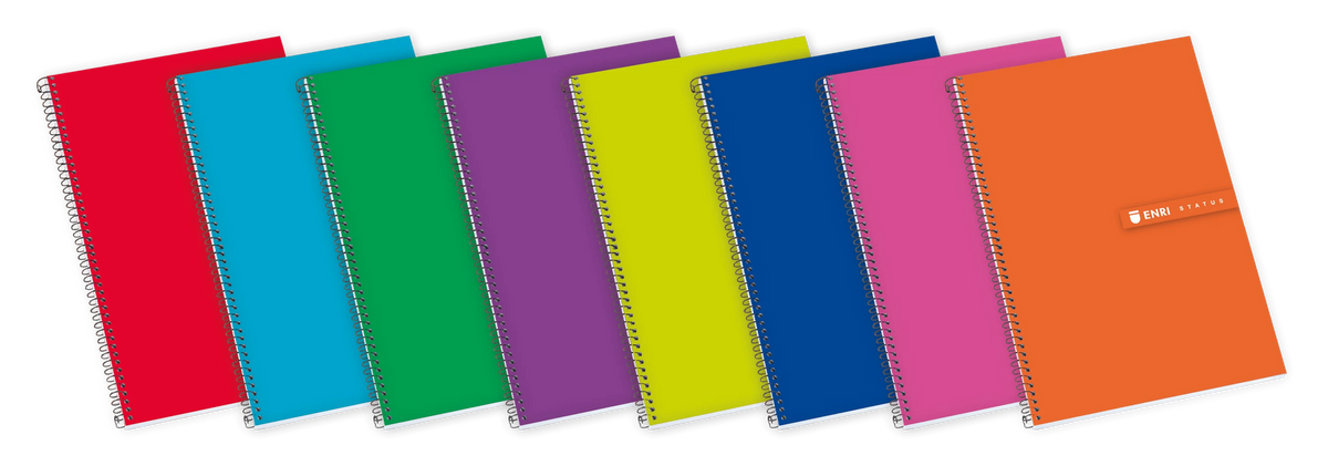 Enri Status Fº Tapa Extradura Cuaderno Espiral 4×4 – Tapa Dura Resistente – Cuaderno con Margen – 100 Hojas de Alta Calidad – Colores Surtidos