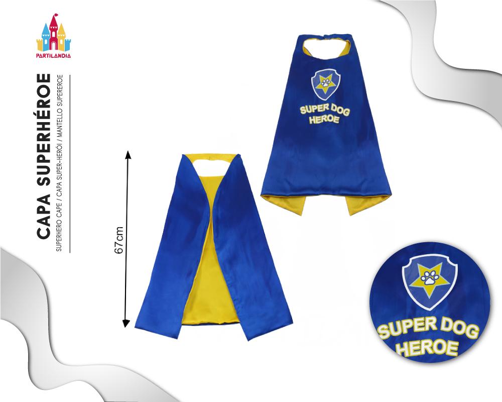 Capa Super Dog Azul para Disfraces y Carnaval