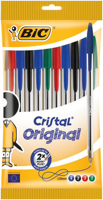 BIC CRISTAL BOLSA X 10 UNID. SURTIDO