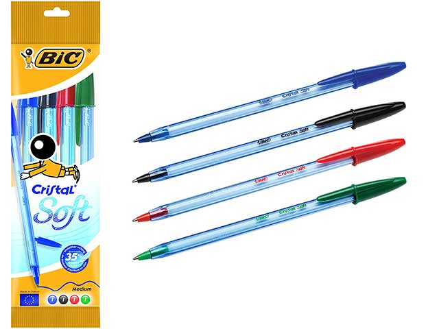 BIC CRISTAL SOFT X 4 UNID. SURTIDO