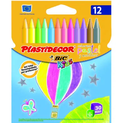 CERAS PLASTIDECOR PASTEL 12 UNIDADES