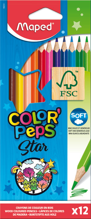 LAPICES DE 12 COLORES COLOR'PEPS STAR. ESTUCHE MAPED