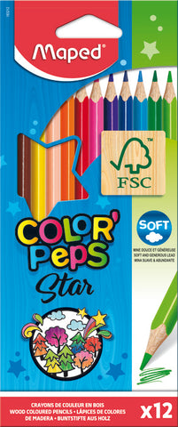 LAPICES DE 12 COLORES COLOR'PEPS STAR. ESTUCHE MAPED