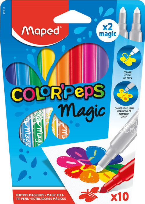 Rotuladores Pack 10 Color' Peps + 2 Mágicos Maped MAPED