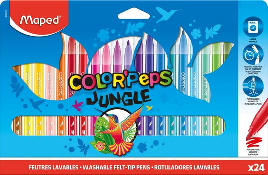 ROTULADORES JUNGLE 2.0 X24COLORES  ESTUCHE CART MAPED