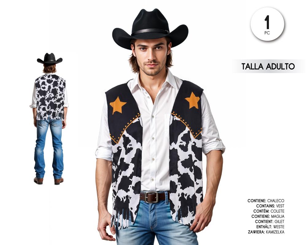 Chaleco Vaquero Negro Adulto - Disfraz Western