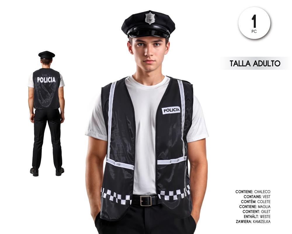 Chaleco de Policía Negro Adulto para Disfraces