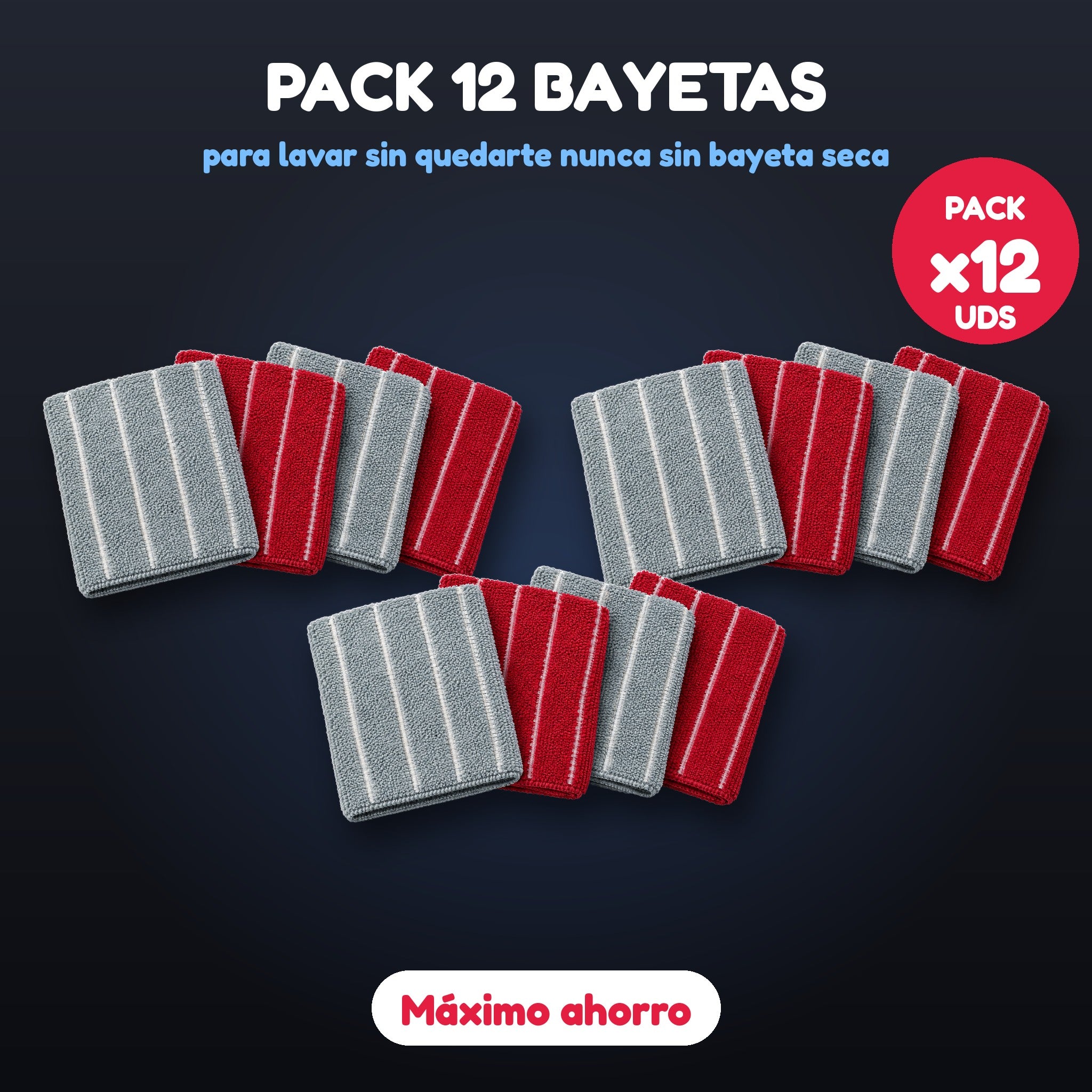 Pack 12 bayetas microfibra