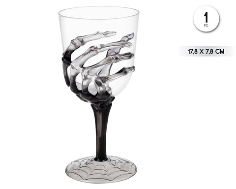 COPA CON MANO DE ESQUELETO DE PLASTICO