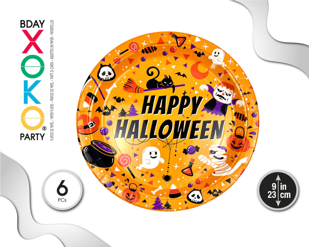 PACK 6 PLATOS DESECHABLES DE HALLOWEEN