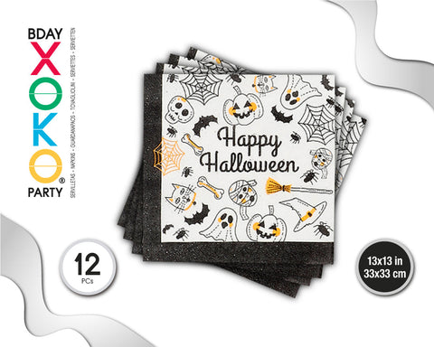 SERVILLETA DE HALLOWEEN 12 UNIDADES BLANCAS