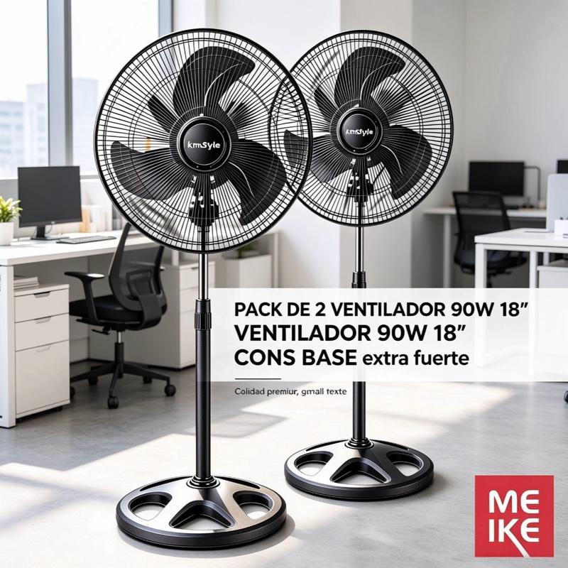 Pack 2 Ventiladores de Pie 90W Pro | Alta Potencia y Rendimiento | Pack Doble (2 Unidades)