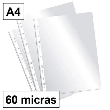 Fundas Multitaladro Plus Office A4-Cristal 60 Micras