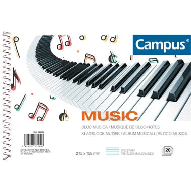 Bloc Música Campus A5 20 Hojas 80 g. 4 Pentagramas/página