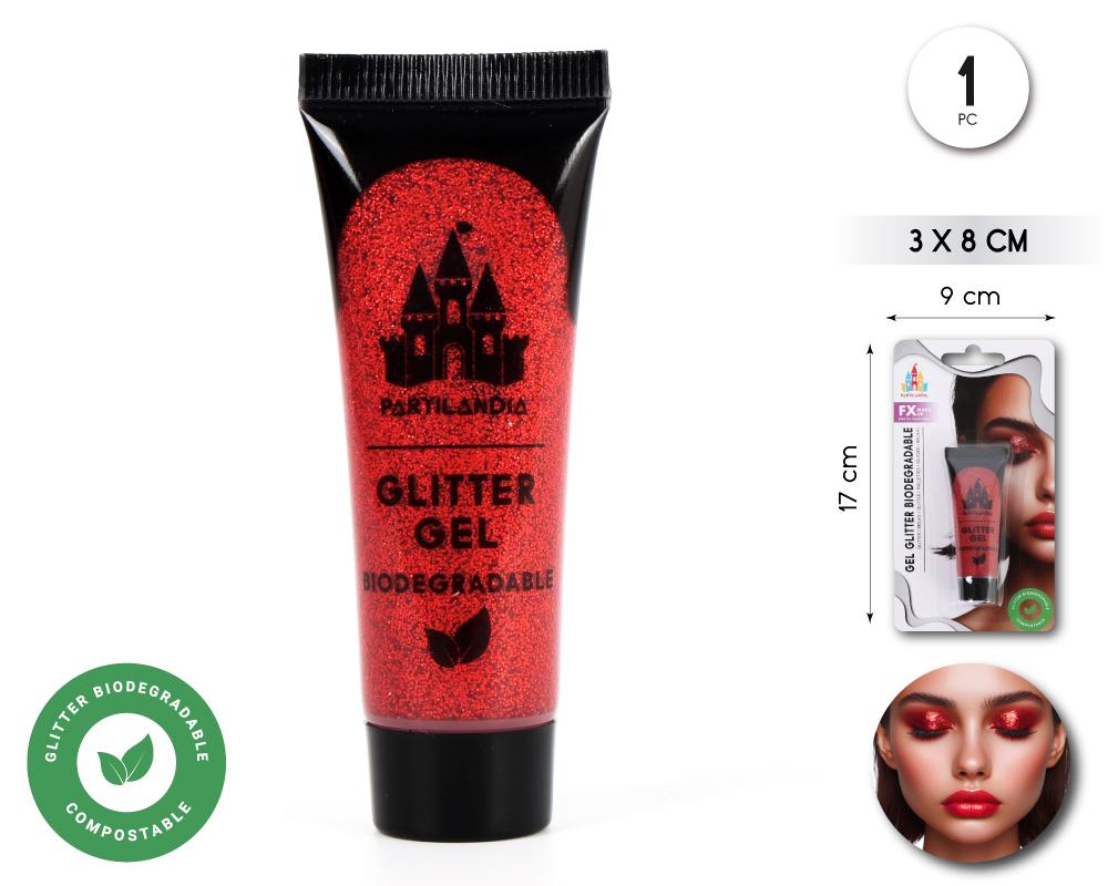Gel Glitter Rojo Biodegradable para Carnaval y Fiestas