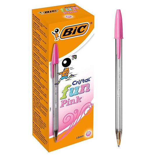 Bic Cristal Fun - Bolígrafo de punta redonda (1,6 mm), color Rosa