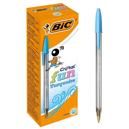 Bic Cristal Fun - Bolígrafo de punta redonda (1,6 mm), color Turquesa