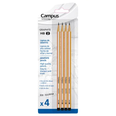 Lápiz de Grafito Campus University Grapite 2HB Blíster /4 ud.