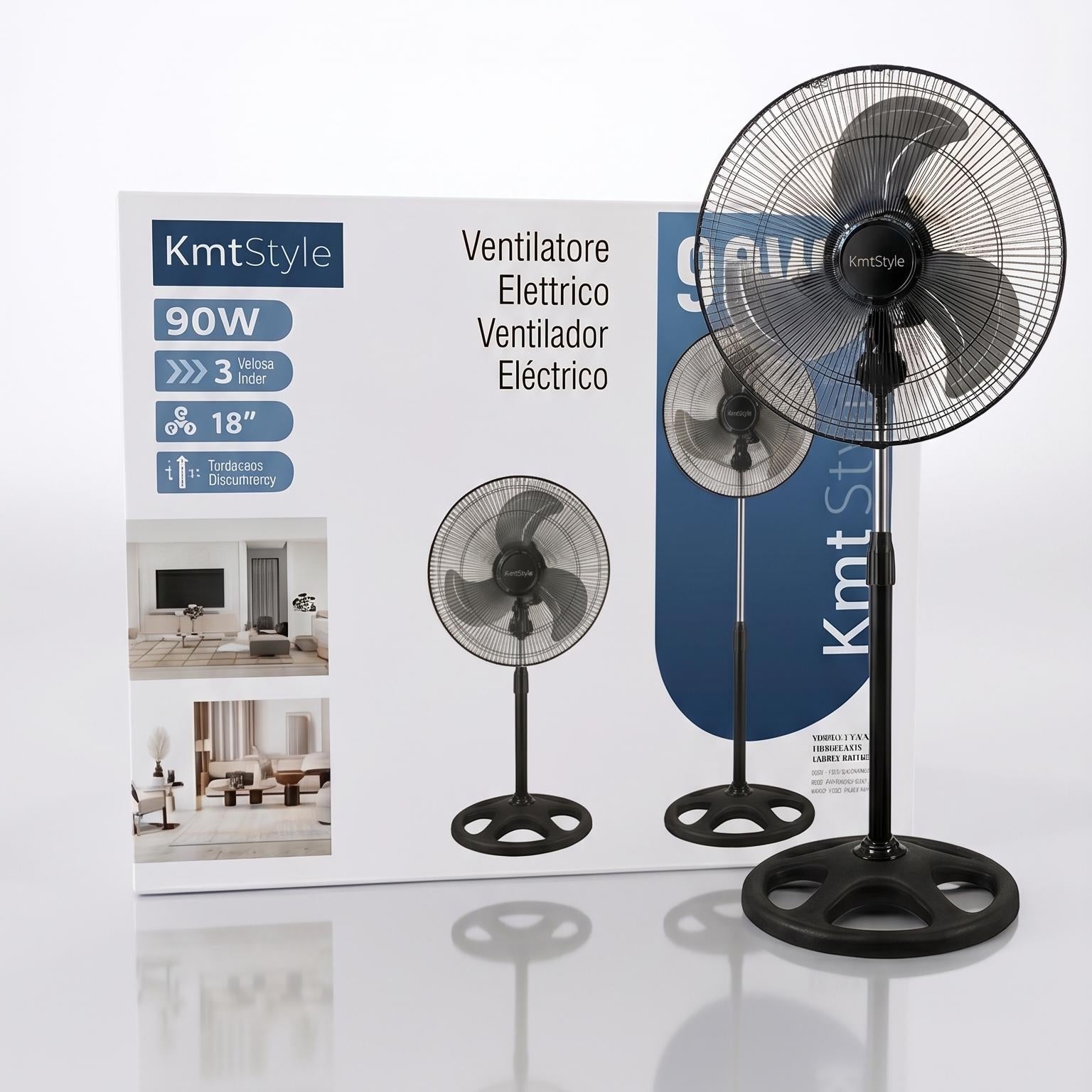 Pack 2 Ventiladores de Pie 90W Pro | Alta Potencia y Rendimiento | Pack Doble (2 Unidades)