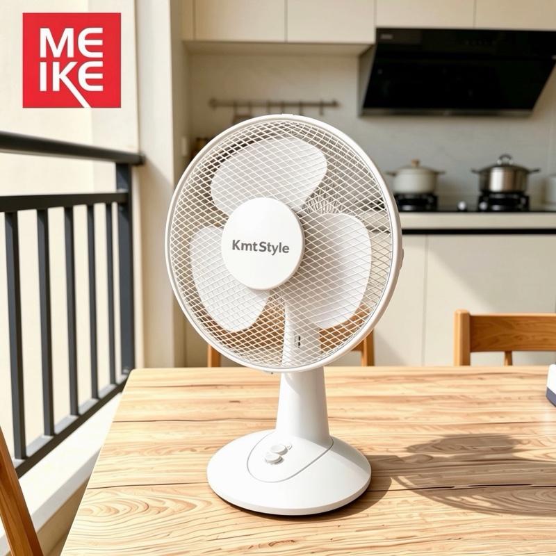 Ventilador de Mesa Blanco con Diseño Floral para Hogar y Oficina, Modelo ME, Ideal para Refrescar y Ajustar la Temperatura