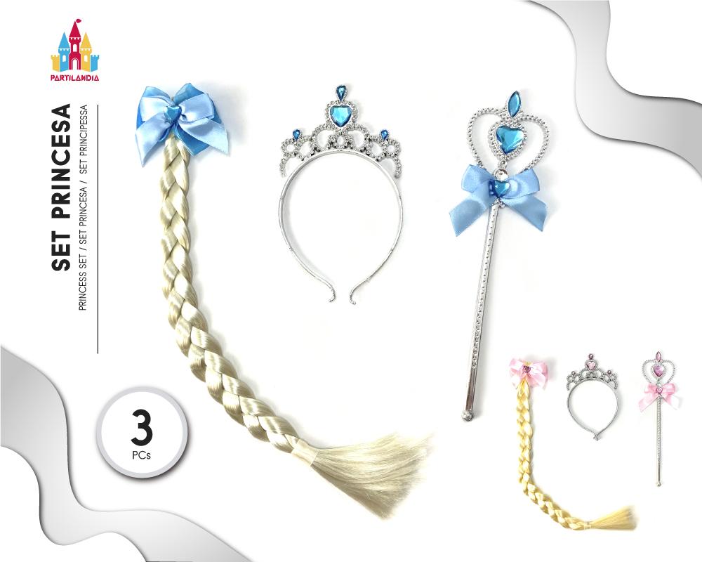 Set Princesa Trenza Infantil - Accesorios Disfraz