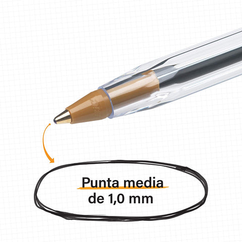 BIC Cristal Original - Bolígrafos punta media, 1.0 mm, Blíster de 10 unidades, Multicolor