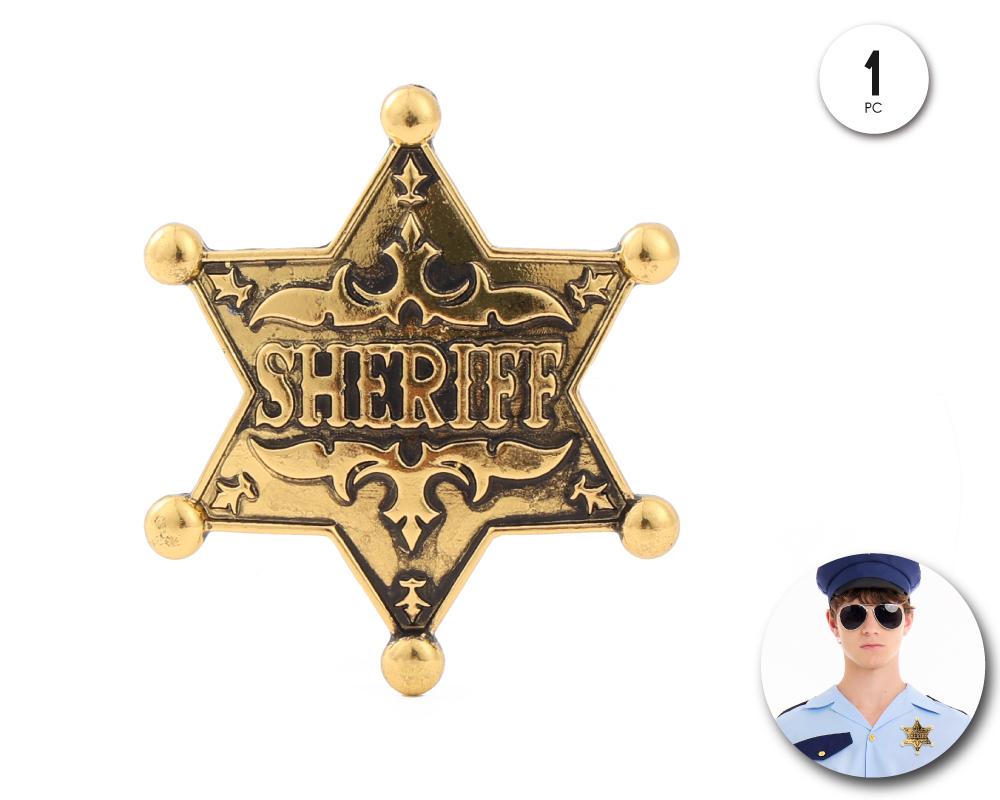 Placa Sheriff Metal Oro - Accesorio Disfraz Western