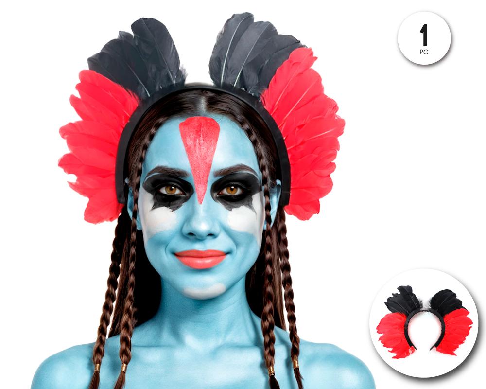 Diadema Tribal Fuego con Plumas - Accesorio Disfraz