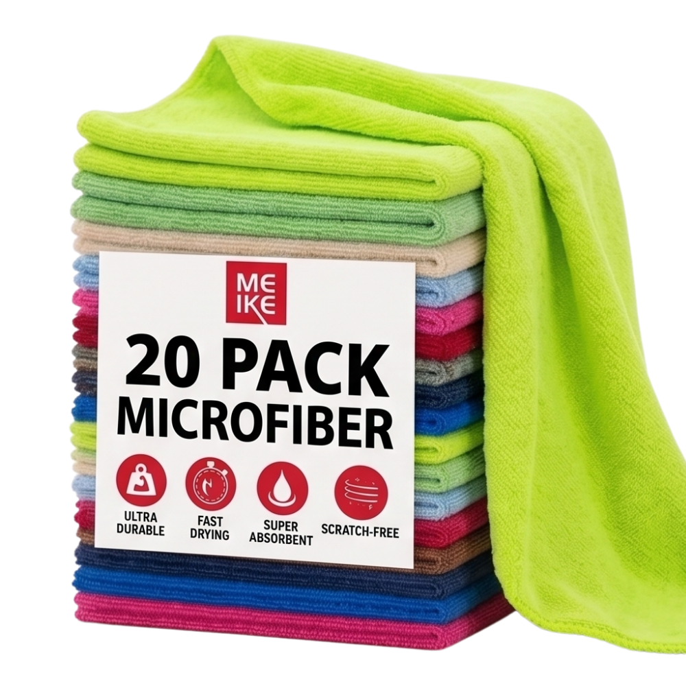 Set de Bayetas de Microfibra MEIKE - Súper Absorbentes y Sin Pelusas (Colores Surtidos)
