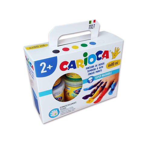 Tempera dedos Carioca colores surtidos, Caja de 6x80 ml