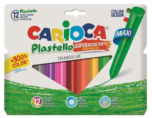 LAPICES CERA CARIOCA JUMBO TRIANGULAR CAJA DE 12 UNIDADESCOLORES SURTIDOS