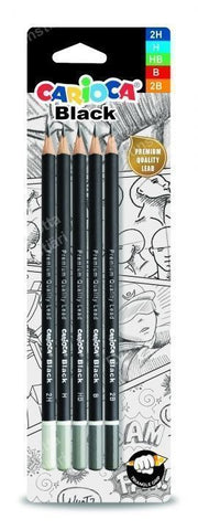 5 Lápices Grafite Carioca Black 2H H HB B 2B