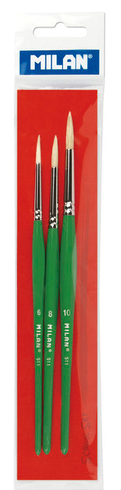 BLISTER 3 PINCELES COLA TEMPERA MILAN BWM10024
