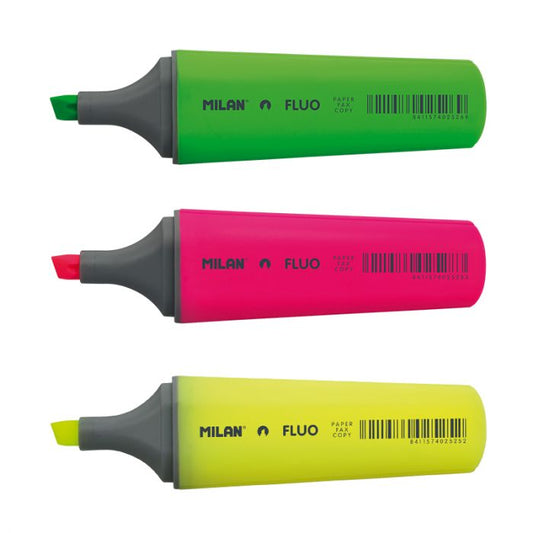 BLISTER 3 MARCADORES FLUO VE./RO./AMA. MILAN 10033
